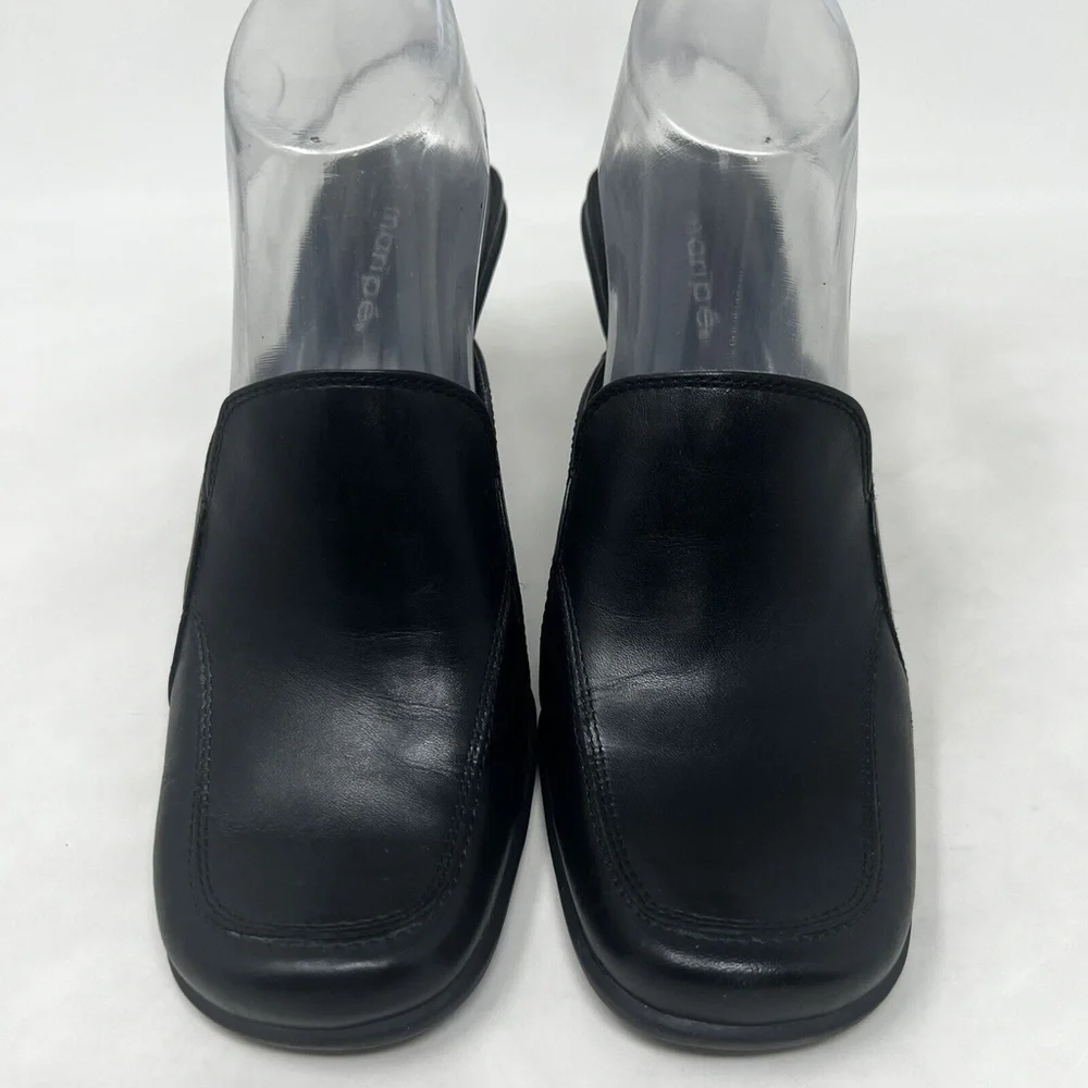 Maripe Women's Black Leather Heeled Loafer Size 8.5